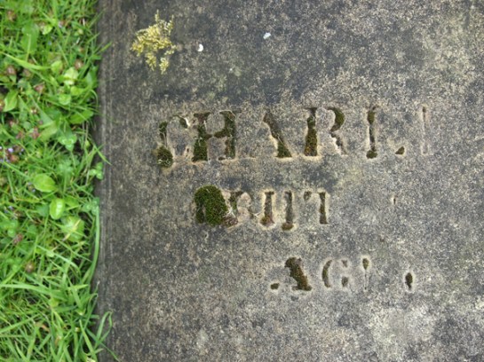 Many Lincolnshire churches had semi-circular graves. this one in Market Rasen had moss growing on the stone carving creating a living, growing typographic memorial to the dead.